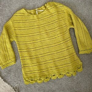 Anthro Citron Crochet Sweater